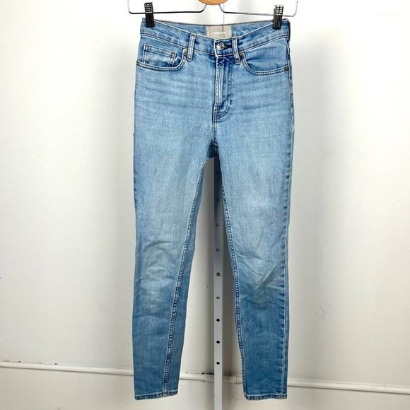 Everlane High Rise Five Pocket Jeans Zip Fly Light Wash Blue Denim 24 Regular - Picture 8 of 8